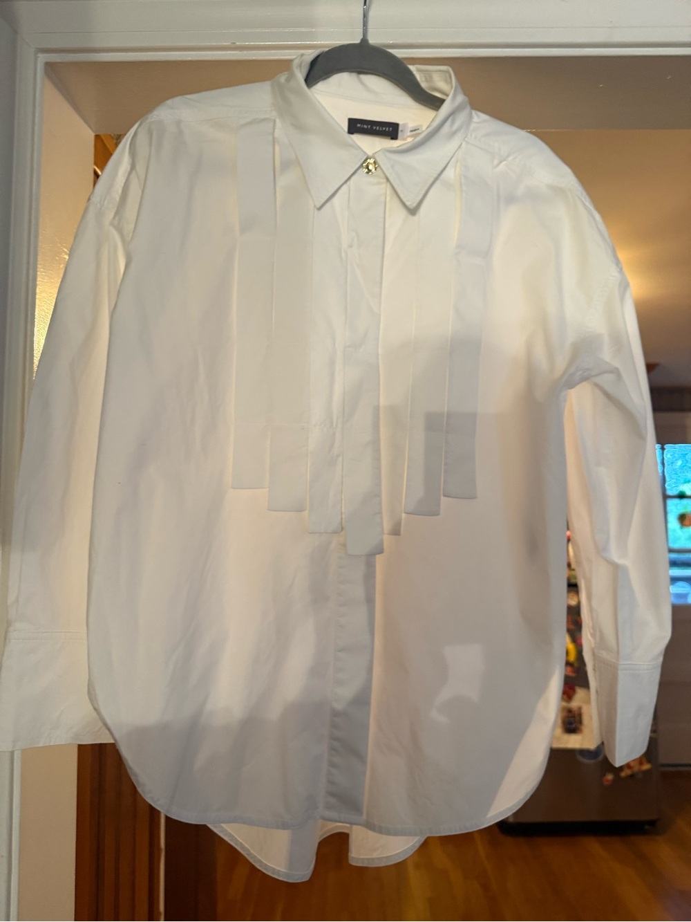 White Pleated Bib Button-Down Shirt by mint velvet